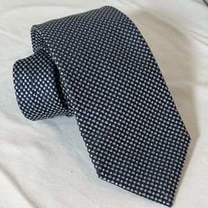 Unreal Boss Navy and Gray Patterned Birdseye Pastel Professional Tie Hugo Boss